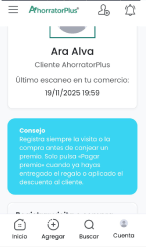 Pantalla de escaneo en el comercio